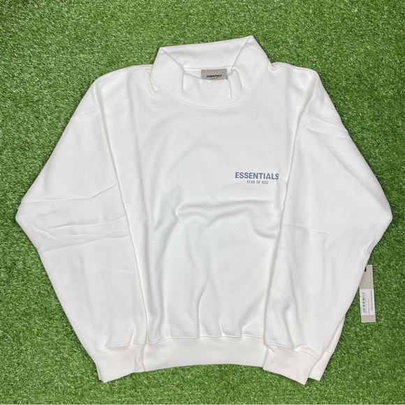 New w/ tags women’s 2021 fear of god essentials mock neck pullover in white - Picture 1 of 4